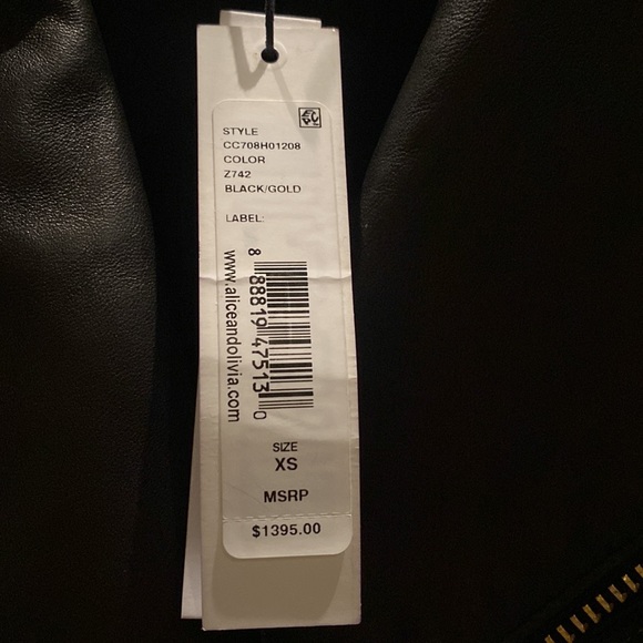 BLACK & GOLD leather Alice & Olivia jacket size XS - Picture 6 of 6